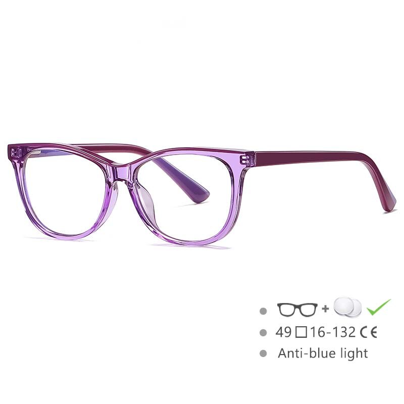 CCSpace Youth's Unisex Full Rim Square Tr 90 Titanium Frame Eyeglasses 54524 Full Rim CCspace China Purple 
