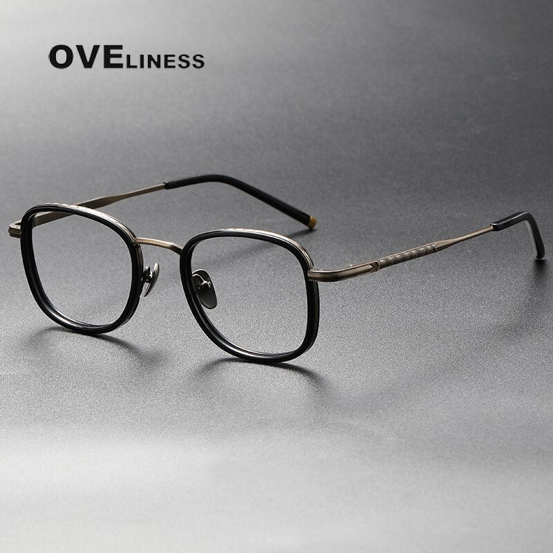 Oveliness Unisex Full Rim Square Acetate Titanium Eyeglasses Alcor Full Rim Oveliness black bronze  