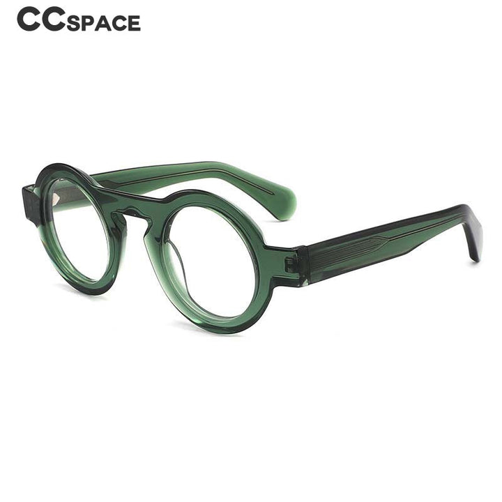 CCspace Unisex Full Rim Oversized Round Acetate Frame Eyeglasses 54576 Full Rim CCspace   