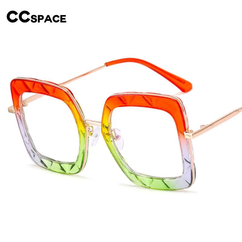 CCSpace Women's Full Rim Square Tr 90 Titanium Frame Eyeglasses 48200 Full Rim CCspace   