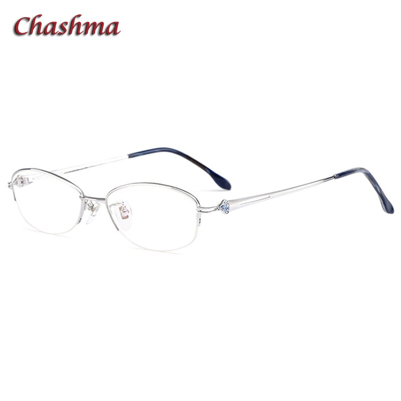 Chashma Women's Semi Rim Oval Stainless Steel Frame Eyeglasses 8316 Semi Rim Chashma Silver  