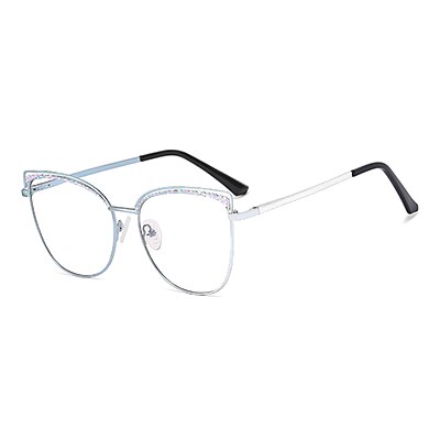 Ralferty Women's Full Rim Square Cat Eye Acetate Alloy Eyeglasses F91236 Full Rim Ralferty C5 Blue - Black China 