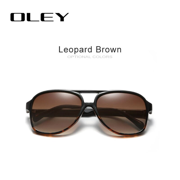 Oley Unisex Full Rim Round Acetate Titanium Frame Polarized Sunglasses Y7129 Sunglasses Oley Leopard Brown CN OLEY