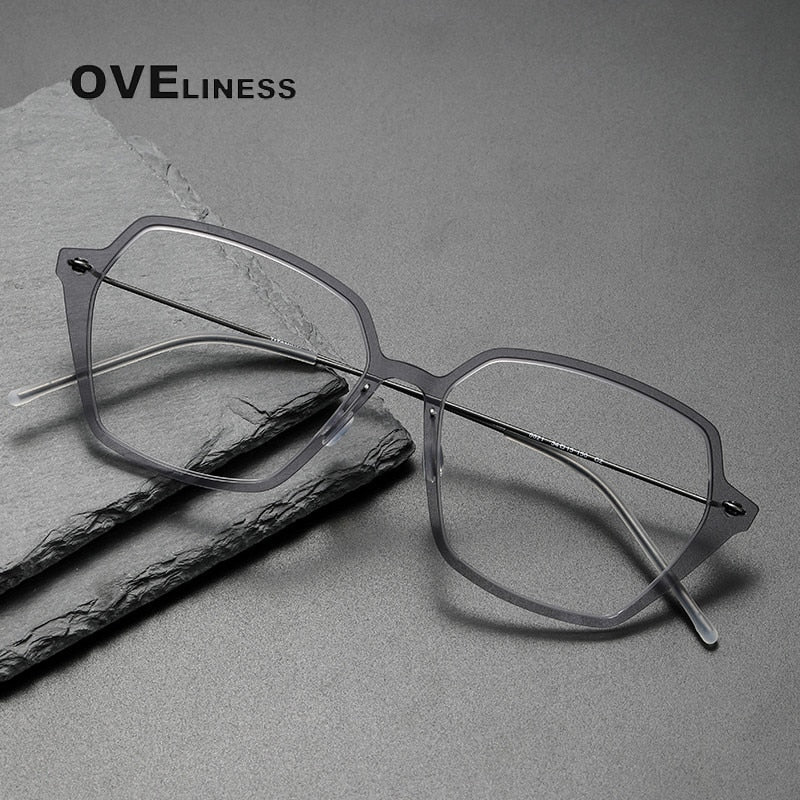 Oveliness Unisex Full Rim Irregular Oval Titanium Acetate Eyeglasses 6621 Full Rim Oveliness   