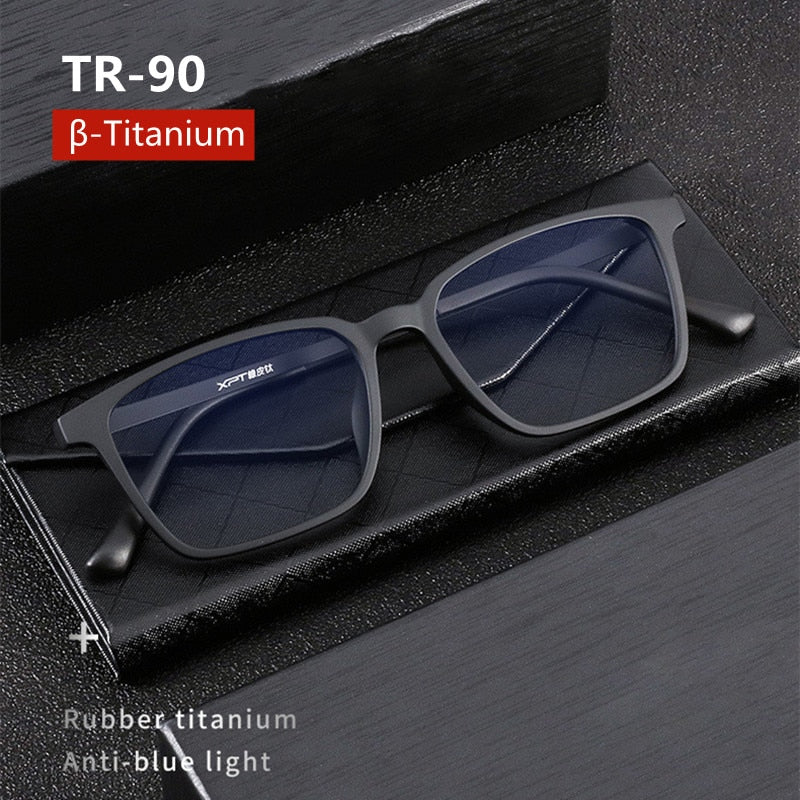 Handoer Unisex Full Rim Square Tr 90 Titanium Hyperopic Photochromic Reading Glasses 9822-1 0 To + 150 Reading Glasses Handoer   