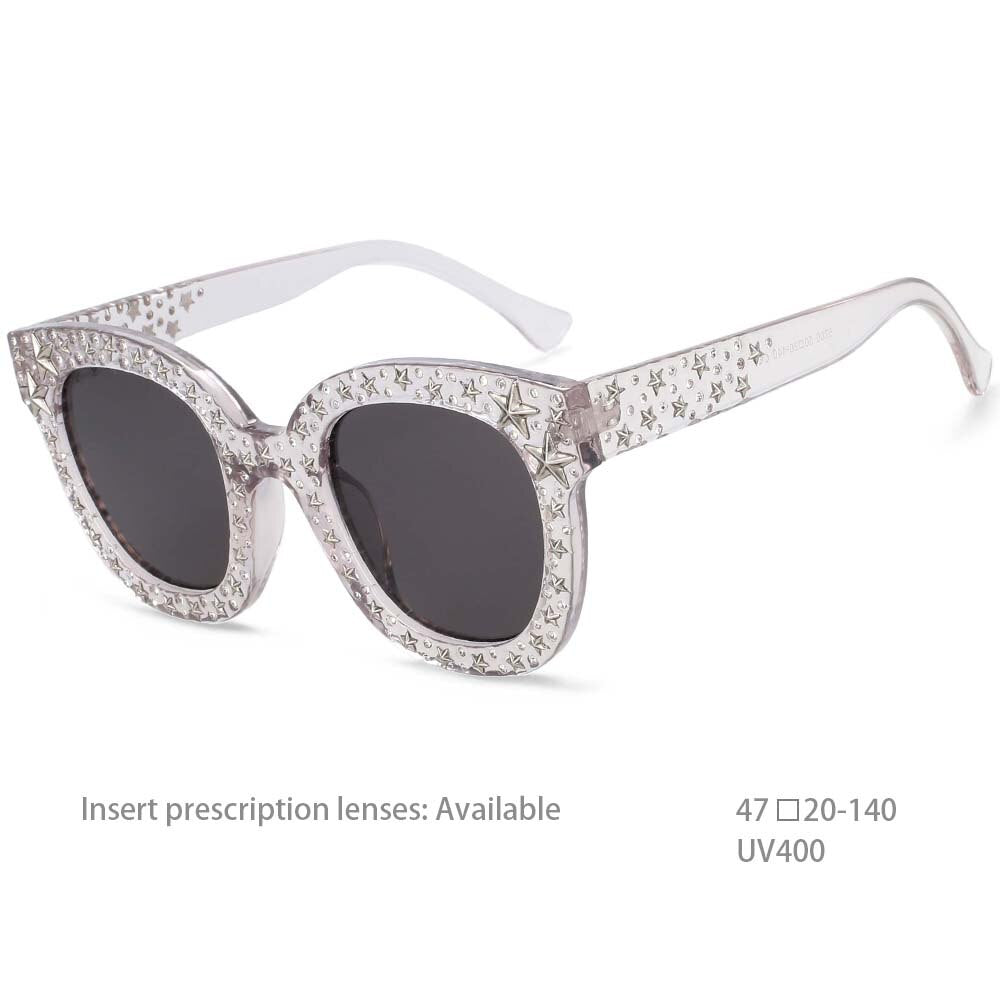 CCspace Women's Full Rim Square Acetate Eyeglasses Or Sunglasses 45261 Sunglasses CCspace C5 clear silver 45261 