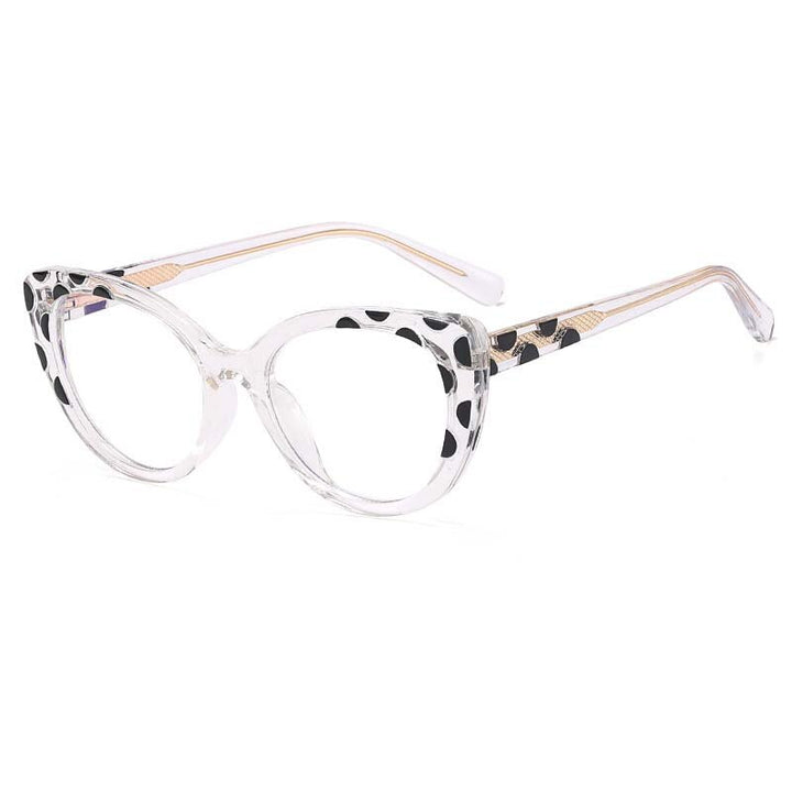 CCSpace Women's Full Rim Cat Eye Tr 90 Titanium Eyeglasses 55221 Full Rim CCspace China ClearLeopard 