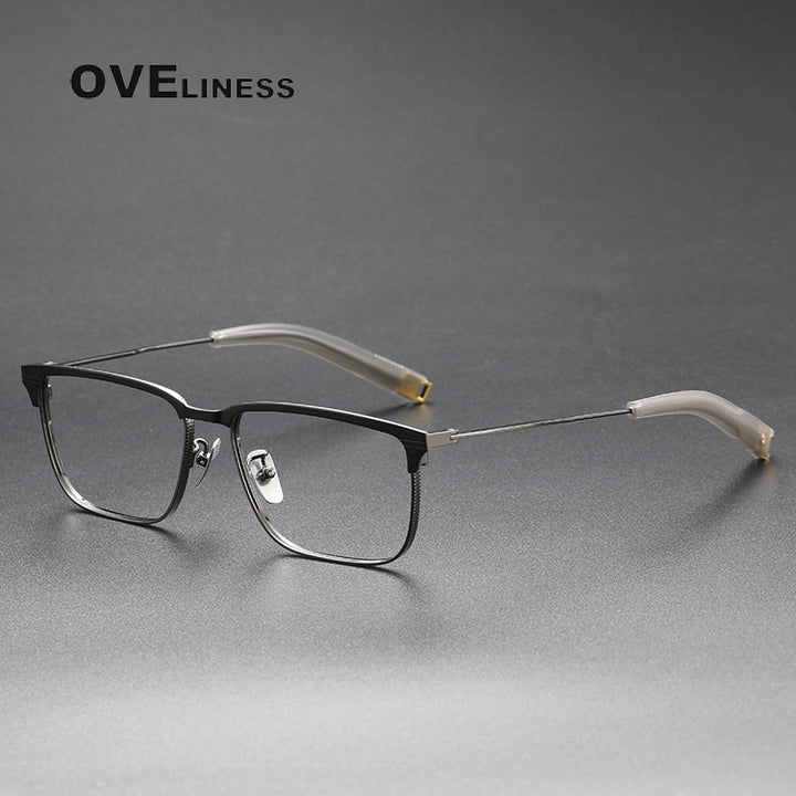 Oveliness Unisex Full Rim Square Acetate Titanium Eyeglasses Lsa104 Full Rim Oveliness black gun  