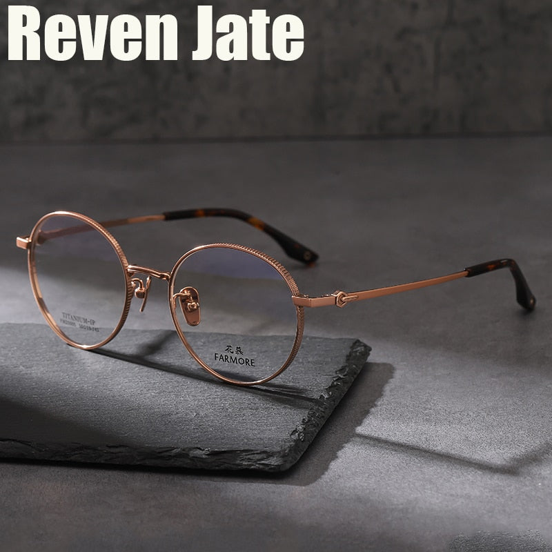Reven Jate Unisex Full Rim Polygon Round Titanium Eyeglasses  21005 Full Rim Reven Jate   