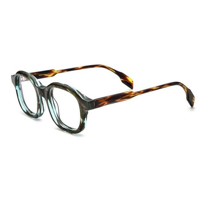 CCSpace Unisex Full Rim Irregular Square Acetate Eyeglasses 54703 Full Rim CCspace Green stripe China 