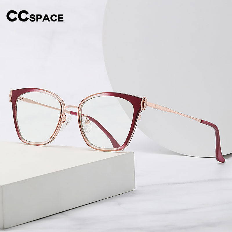 CCSpace Women's Full Rim Square Cat Eye Tr 90 Titanium Eyeglasses 55602 Full Rim CCspace   