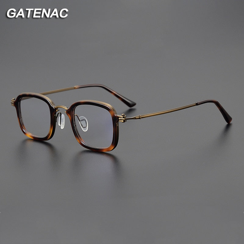 Gatenac Unisex Full Rim Square Acetate Titanium Eyeglasses Gxyj1048 Full Rim Gatenac   