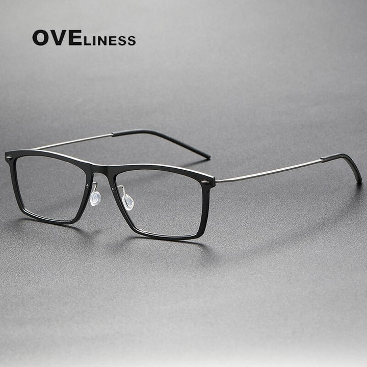 Oveliness Unisex Full Rim Square Titanium Acetate Eyeglasses 6533 Full Rim Oveliness M black gun  