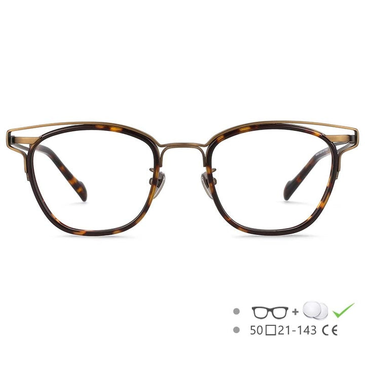 CCspace Unisex Full Rim Square Titanium Acetate Eyeglasses 55227 Full Rim CCspace Leopard China 