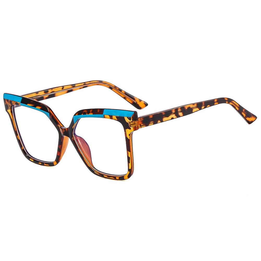 CCspace Women's Full Rim Square Cat Eye Tr 90 Titanium Eyeglasses 54979 Full Rim CCspace China Leopard 