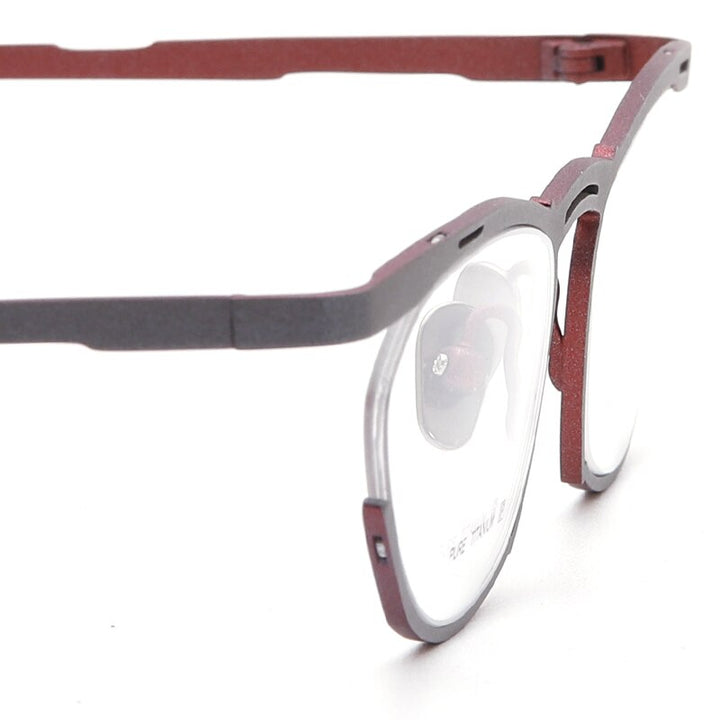 Muzz Women's Semi Rim Oval Cat Eye Titanium Eyeglasses 7761 Semi Rim Muzz   