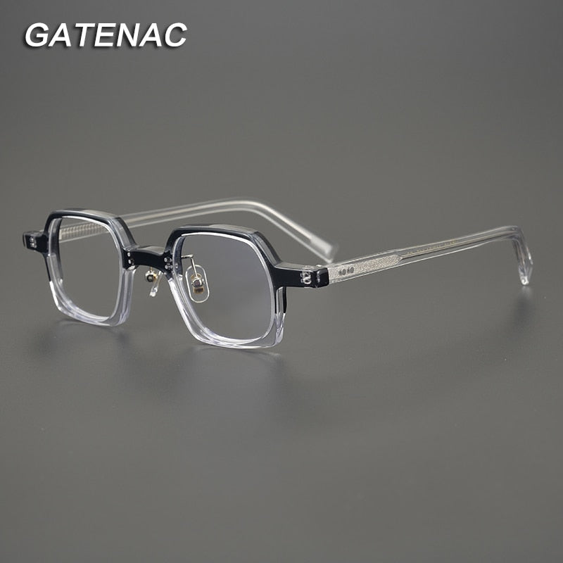 Gatenac Unisex Full Rim Square Acetate Frame Eyeglasses Gxyj817 Full Rim Gatenac   