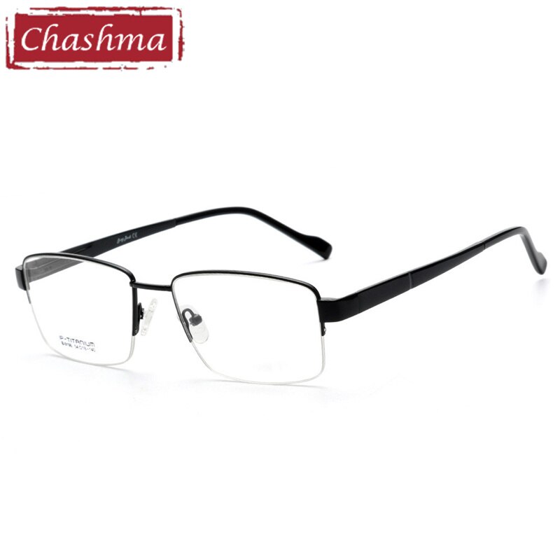 Chashma Ottica Men's Semi Rim Square Titanium Eyeglasses 9196 Semi Rim Chashma Ottica Black  