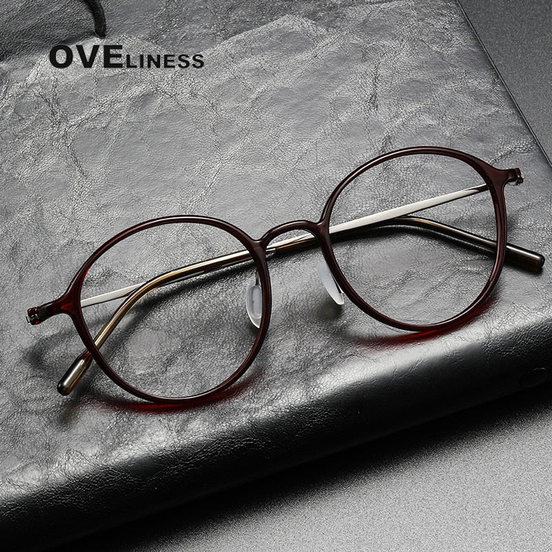 Oveliness Unisex Full Rim Round Screwless Titanium Eyeglasses 8634 Full Rim Oveliness   
