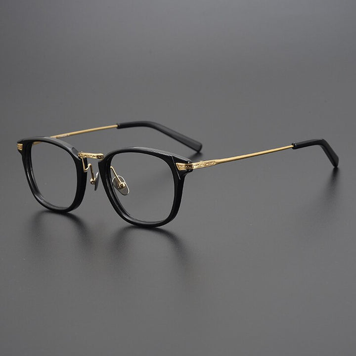 Gatenac Unisex Full Rim Square Tr 90 Titanium Eyeglasses Gxyj966 Full Rim Gatenac Black Gold  