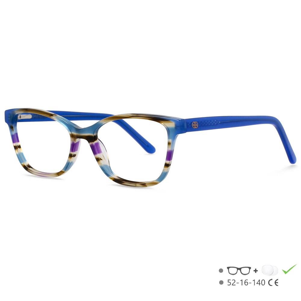 CCspace Unisex Full Rim Square Cat Eye Acetate Eyeglasses 55570 Full Rim CCspace Blue China 