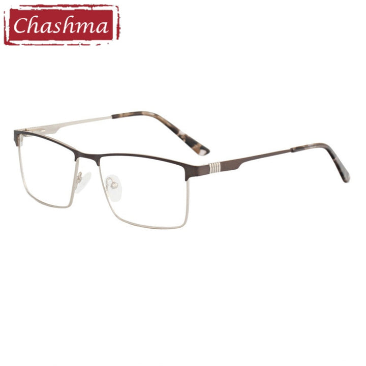 Chashma Ottica Men's Full Rim Square Stainless Steel Eyeglasses 8345 Full Rim Chashma Ottica Gray  