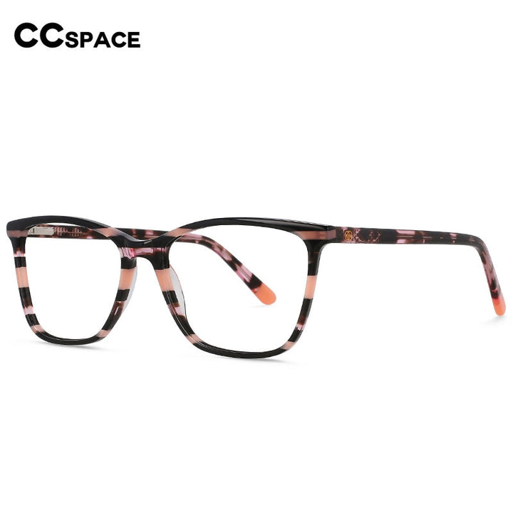 CCspace Unisex Full Rim Square Cat Eye Acetate Eyeglasses 55567 Full Rim CCspace   