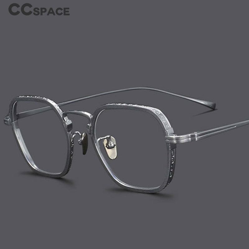 CCSpace Unisex Full Rim Irregular Square Titanium Eyeglasses 54974 Full Rim CCspace   