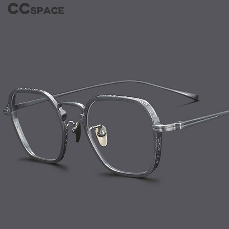 CCspace Unisex Full Rim Irregular Square Titanium Eyeglasses 54974 Full Rim CCspace   