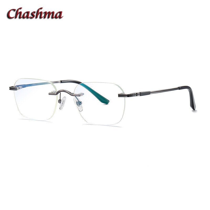 Chashma Ochki Unisex Rimless Square Titanium Eyeglasses 901 Customizable Lenses Rimless Chashma Ochki Gray  