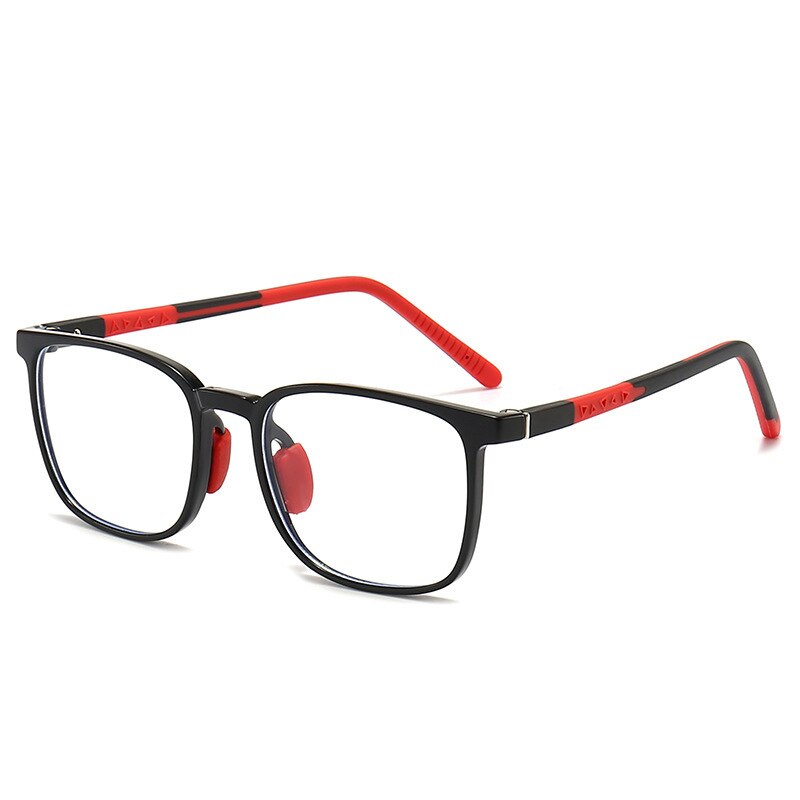 CCspace Unisex Youth Full Rim Square Silicone Eyeglasses 54671 Full Rim CCspace Black red China 