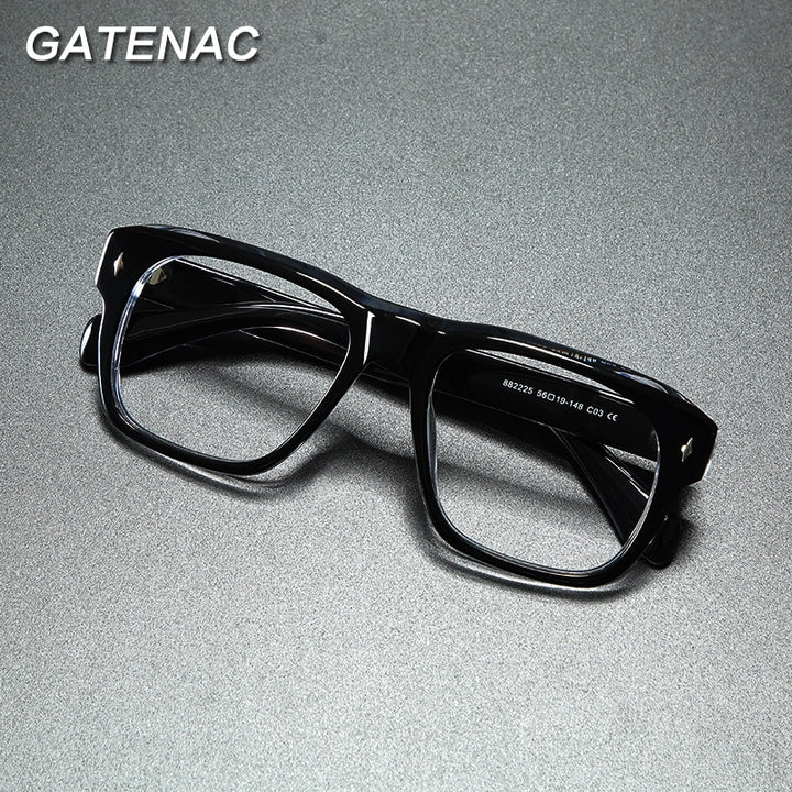Gatenac Unisex Full Rim Square Acetate Eyeglasses Gxyj839 Full Rim Gatenac   