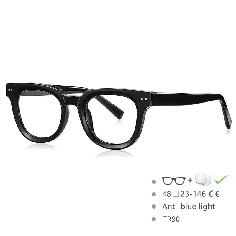 CCSpace Unisex Full Rim Square Tr 90 Titanium Frame Eyeglasses 54560 Full Rim CCspace China Black 