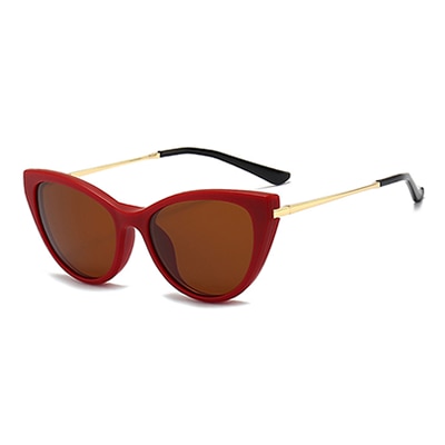 Ralferty Women's Full Rim Oval Cat Eye Acetate Eyeglasses With Clip On Polarized Sunglasses 2353 Clip On Sunglasses Ralferty Red As picture 