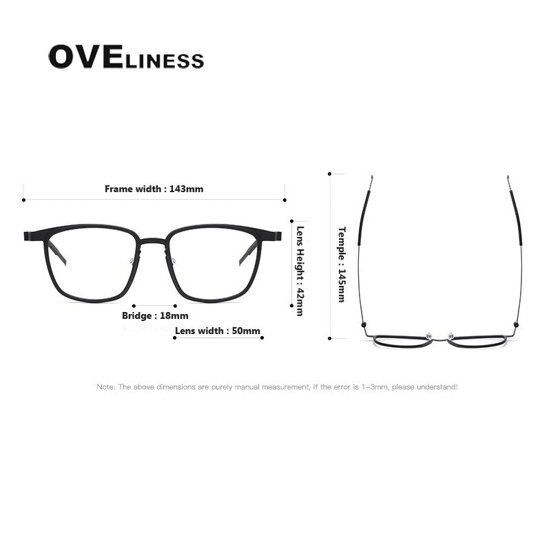 Oveliness Unisex Full Rim Square Screwless Titanium Eyeglasses 9717 Full Rim Oveliness   
