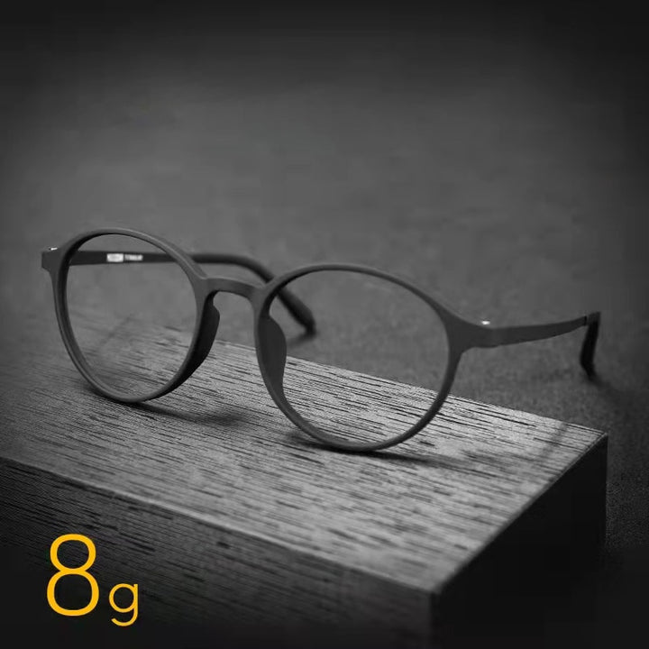Katkani Unisex Full Rim Round Rubber Titanium Transparent Anti Blue Light Reading Glasses 30503 Reading Glasses KatKani Eyeglasses   