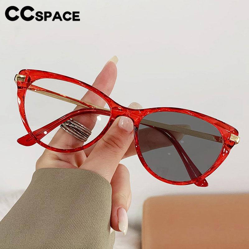 CCSpace Women's Full Rim Cat Eye Pc Plastic Alloy Photochromic Eyeglasses 56775 Full Rim CCspace   
