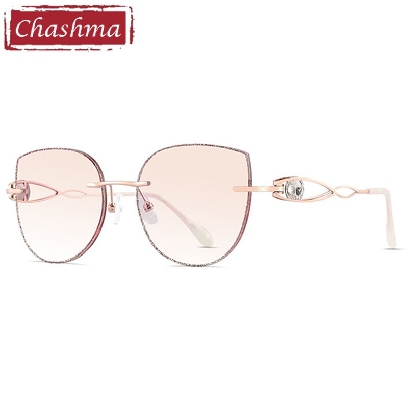 Chashma Women's Full Rim Square Titanium Frame Eyeglasses With Rhinestones B88022 Full Rim Chashma Gold Brown  