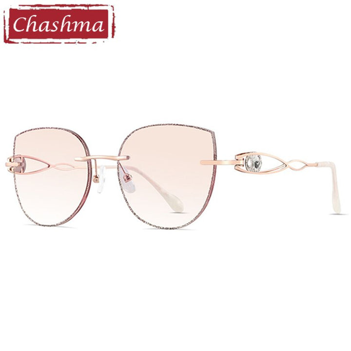 Chashma Women's Full Rim Square Titanium Frame Eyeglasses With Rhinestones B88022 Full Rim Chashma Gold Brown  