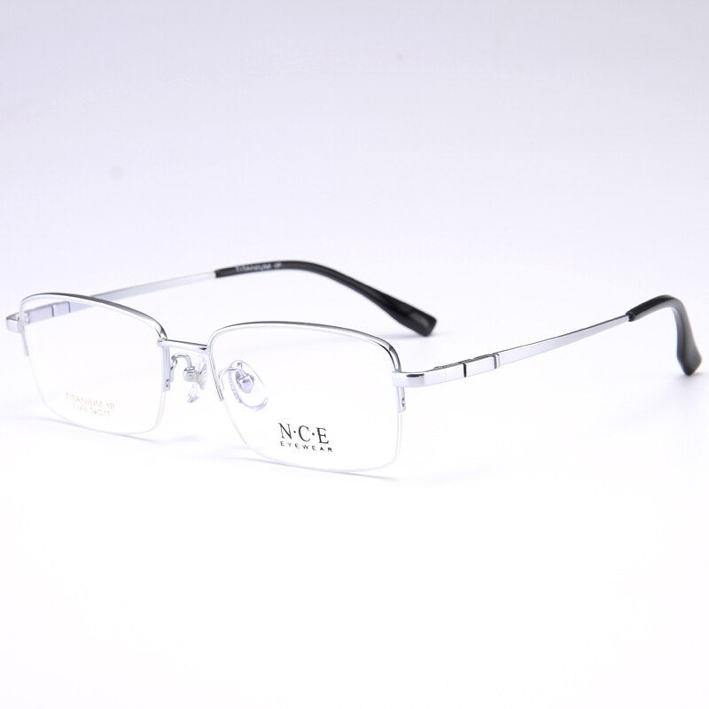 Bclear Men's Semi Rim Rectangle Titanium Frame Eyeglasses My008 Semi Rim Bclear Silver  