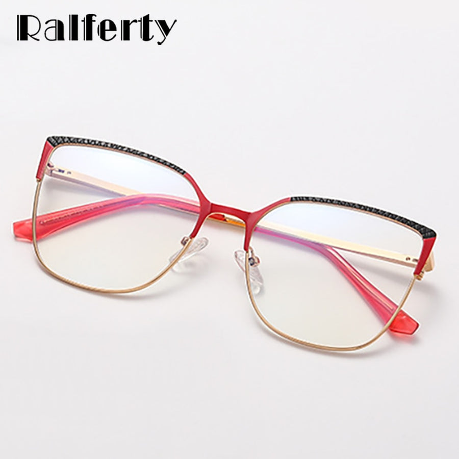 Ralferty Women's Full Rim Square Cat Eye Alloy Eyeglasses F91231 Full Rim Ralferty   