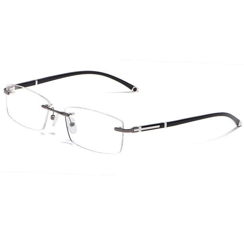 Cubojue Unisex Rimless Square Alloy Tinted Lens Reading Glasses G858 Reading Glasses Cubojue anti blue light 0 grey clear 