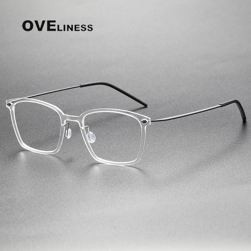 Oveliness Unisex Full Rim Round Screwless Titanium Eyeglasses 6536 Full Rim Oveliness transparent  