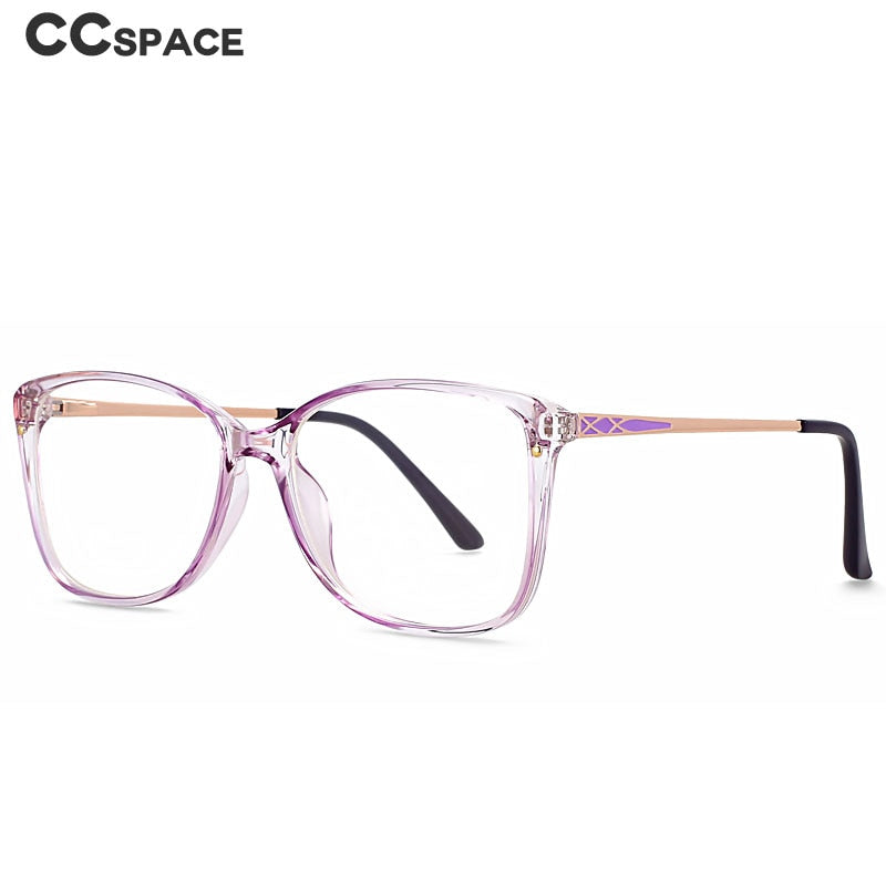 CCSpace Women's Full Rim Square Tr 90 Titanium Eyeglasses 49587 Full Rim CCspace   