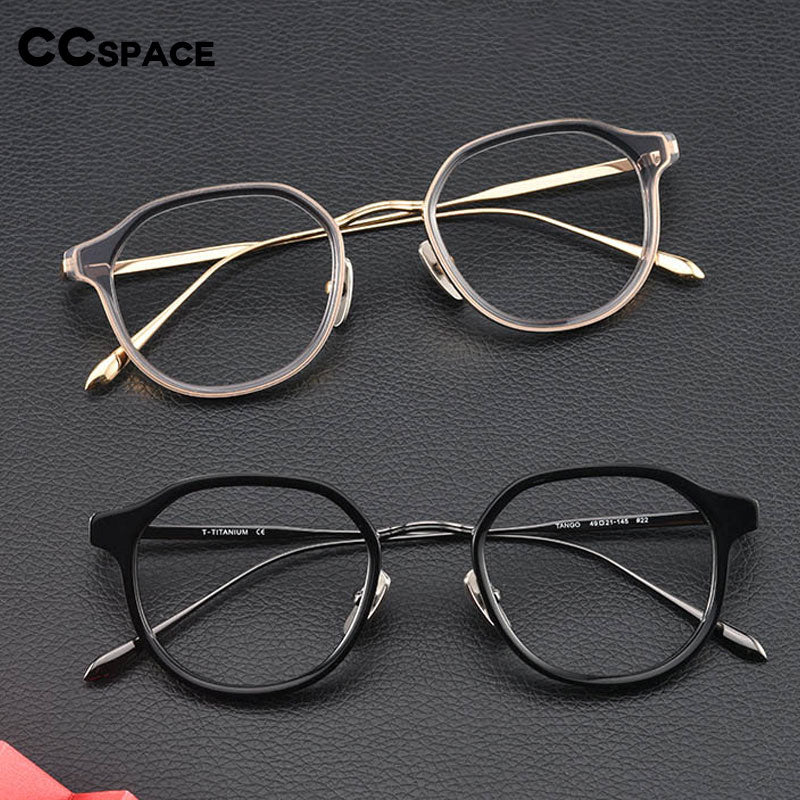 CCSpace Unisex Full Rim Square Cat Eye Acetate Titanium Eyeglasses 55740 Full Rim CCspace   