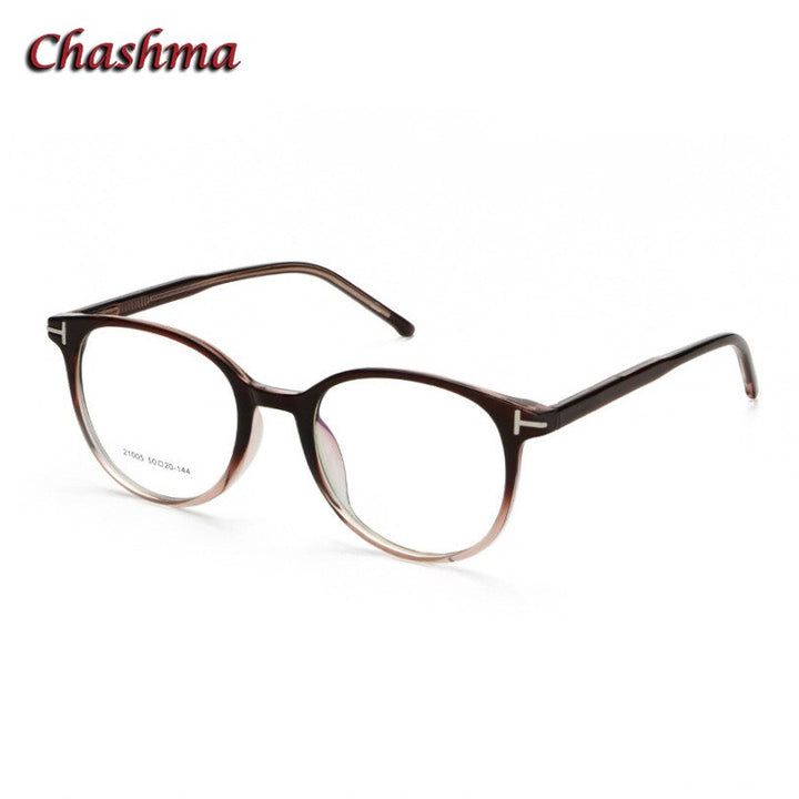 Chashma Ochki Men's Full Rim Round Titanium Acetate Eyeglasses 21005 Full Rim Chashma Ochki Gradient Brown  
