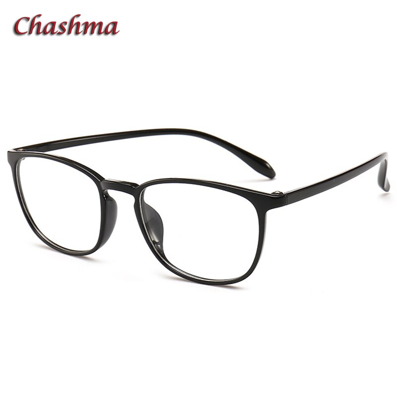Chashma Unisex Full Rim TR 90 Resin Rectangle Frame Eyeglasses 6062 Full Rim Chashma Bright Black  