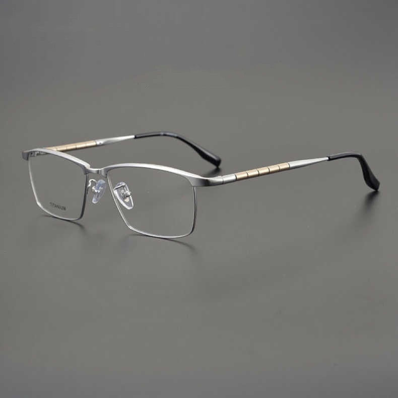 CCspace Unisex Full Rim Square Titanium Eyeglasses 53210 Full Rim CCspace Silver China 