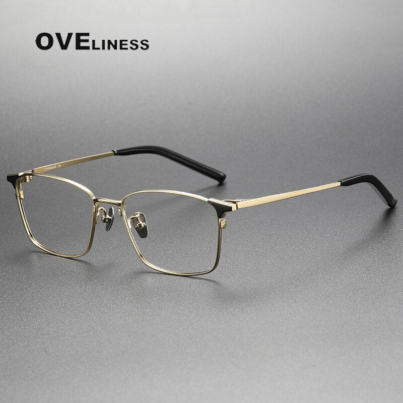 Oveliness Unisex Full Rim Square Titanium Eyeglasses 961 Full Rim Oveliness black gold  