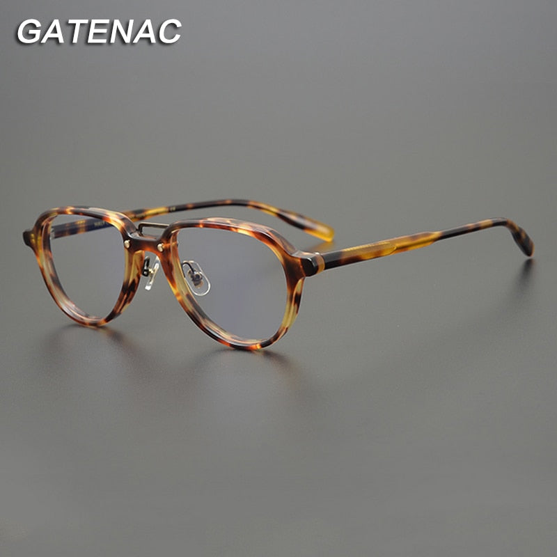 Gatenac Unisex Full Rim Round Acetate Double Bridge Frame Eyeglasses Gxyj818 Full Rim Gatenac   